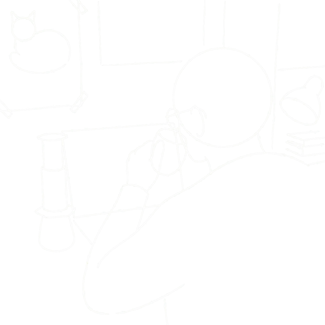 Sketch portrait of Dhruv Garg working at a desk